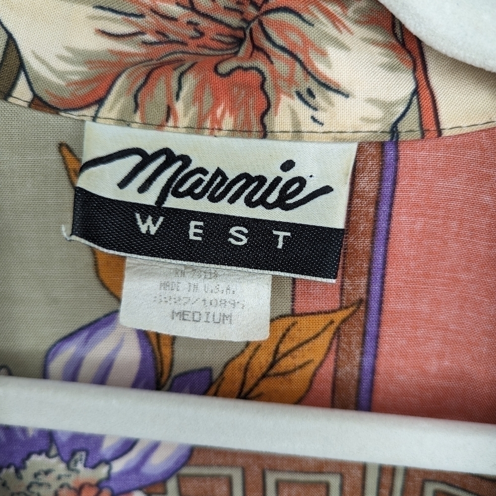 Vintage Marnie West Floral Abstract Blazer Rayon Statement M - Picture 9 of 10